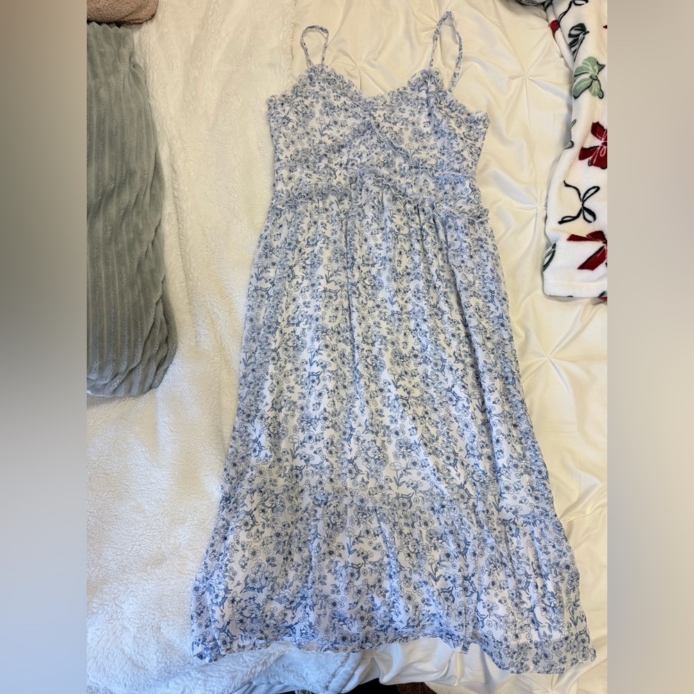 No Boundaries Blue and White Floral Maxi Dress